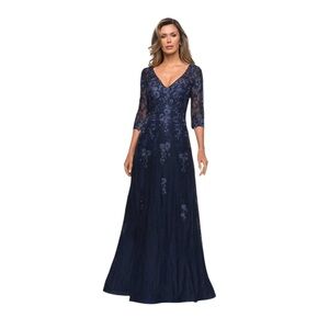 La Femme Mother Of The Bride Style 27949 Gown in Navy Blue Size 20 $598 NWT